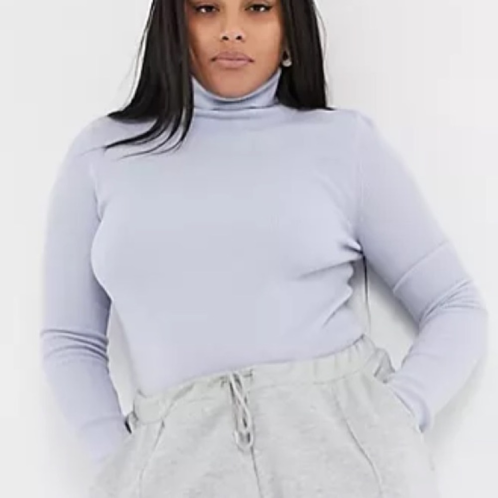 Collusion ribbed roll neck sweater in blue